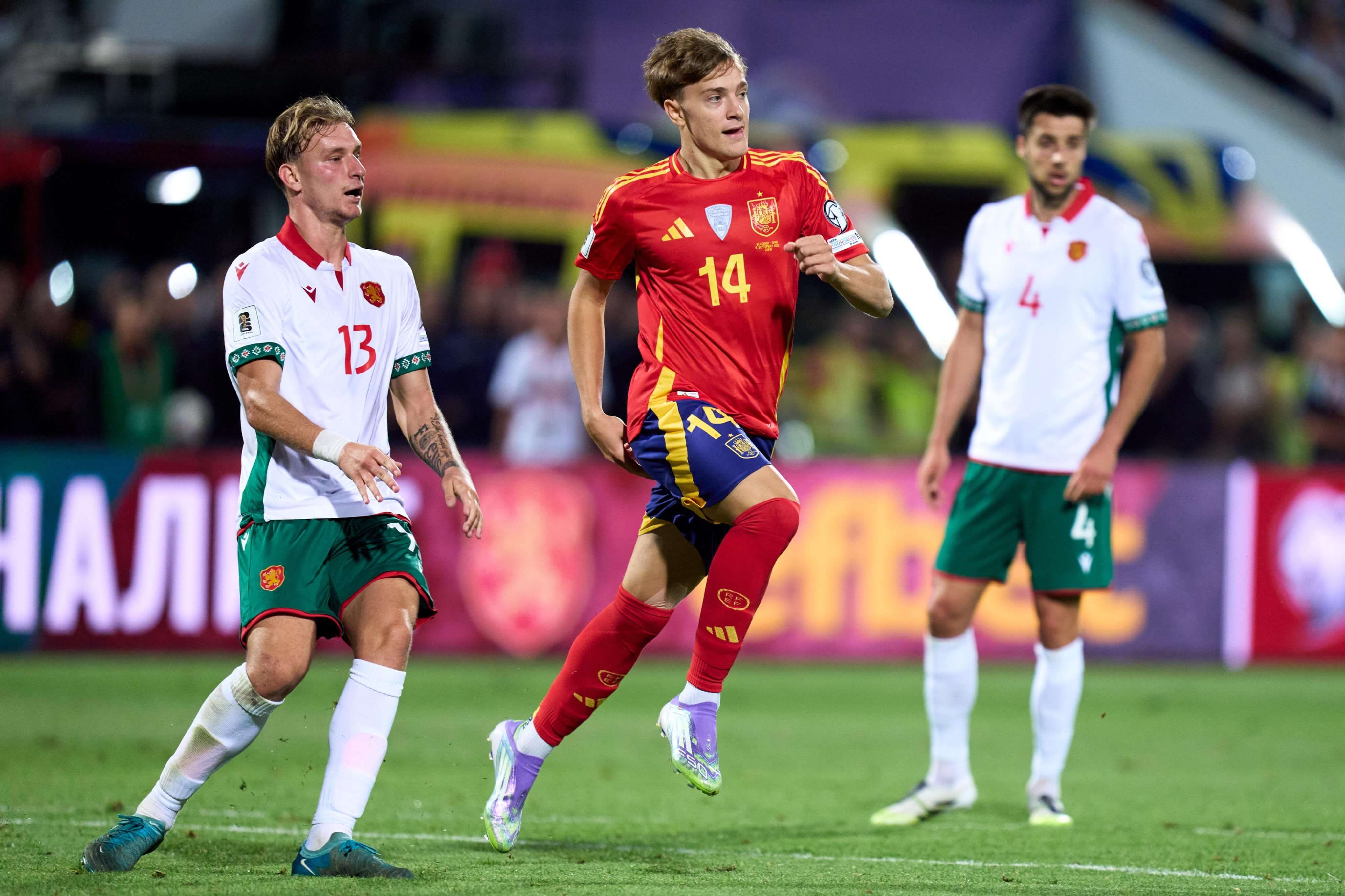 Jesús Rodríguez, durante su debut con España en Bulgaria.