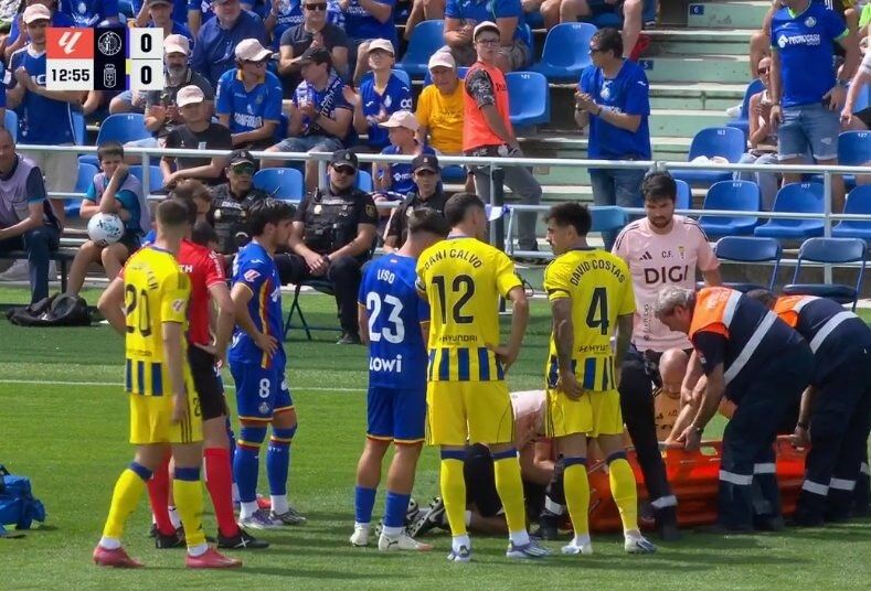 Juego parado en Getafe tras el golpe entre Nacho Vidal y Diego Rico.
