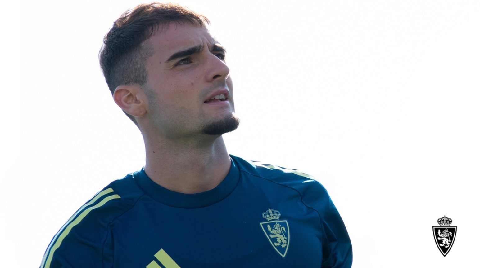 Marcos Cuenca, en un entrenamiento con el Real Zaragoza.