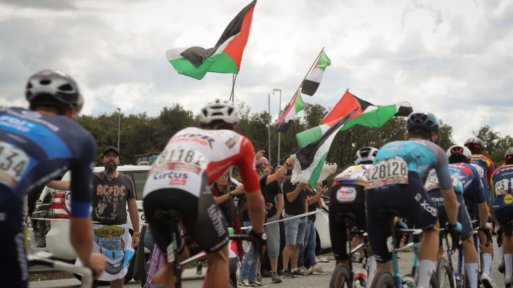 Las protestas propalestinas en La Vuelta (Fuente: Europa Press)