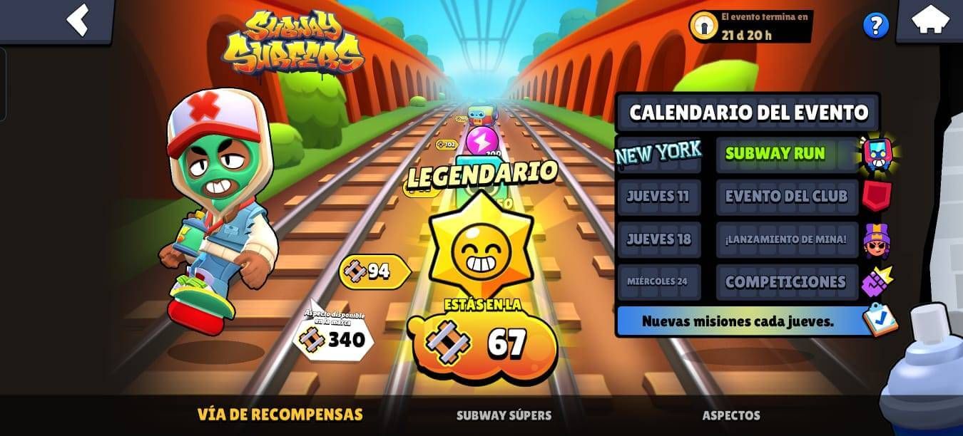  Las recompensas de las vías de Subway Surfers en Brawl Stars