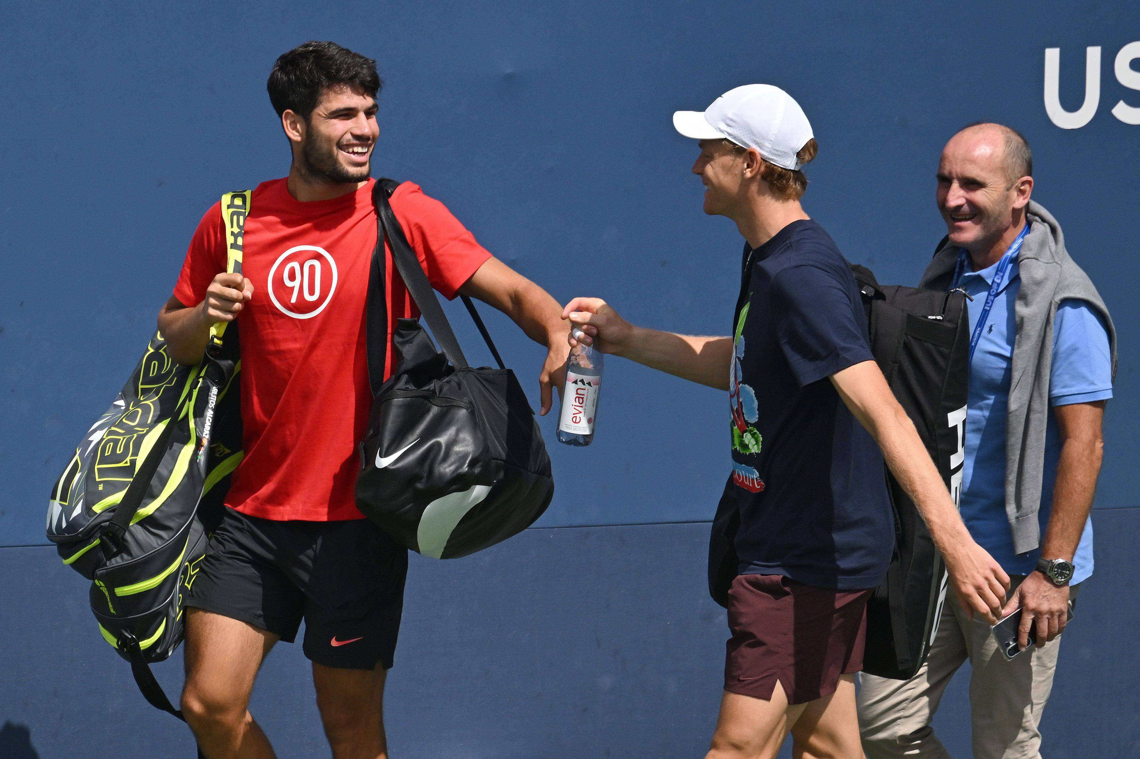  Alcaraz y Sinner, en un entrenamiento (FOTO: Cordón Press).