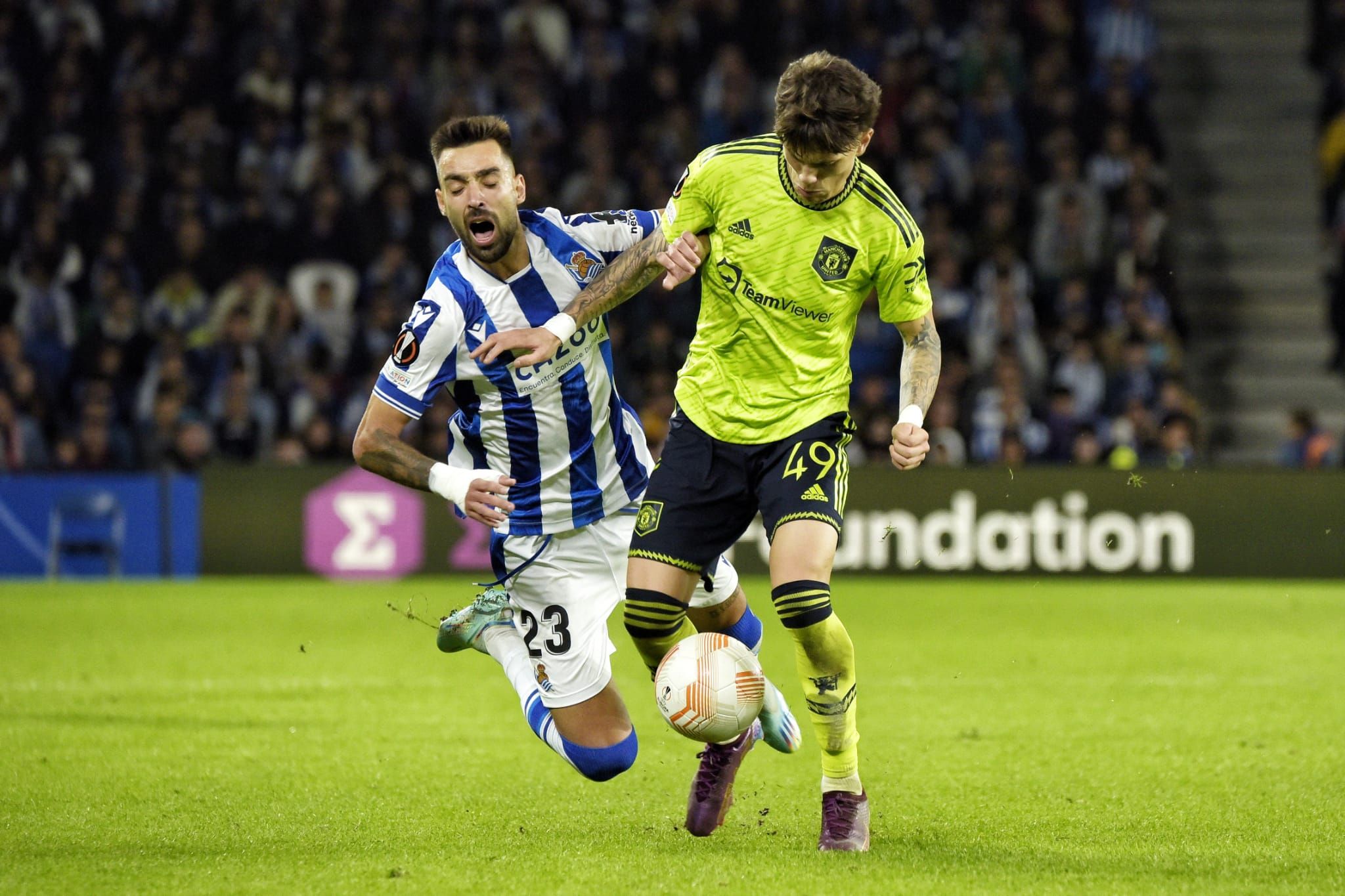 Brais ante el United en el Reale.