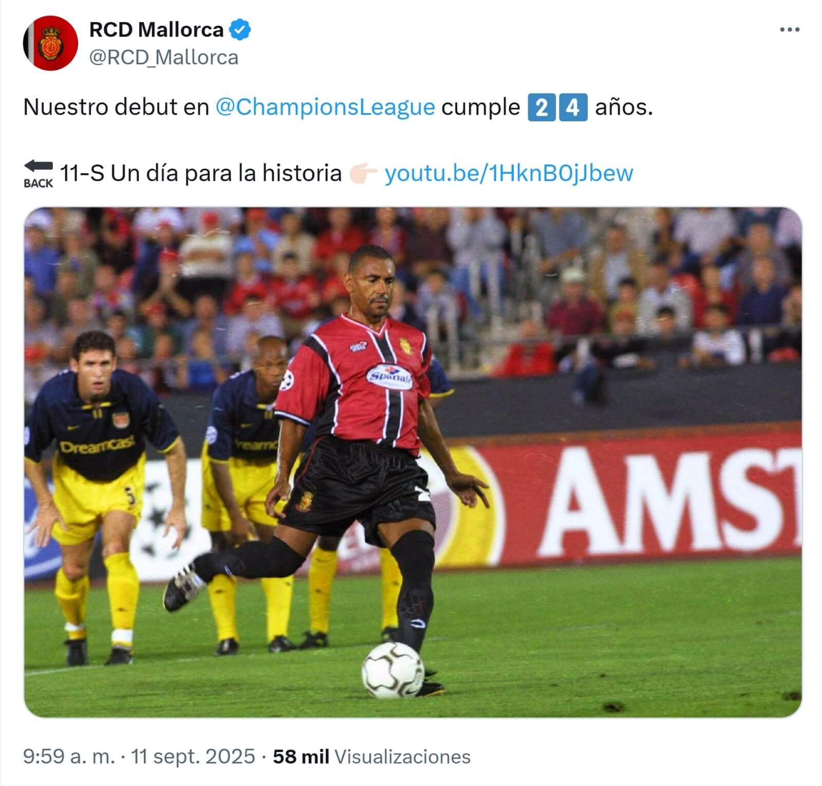  El tuit del RCD Mallorca sobre el 11-S. 