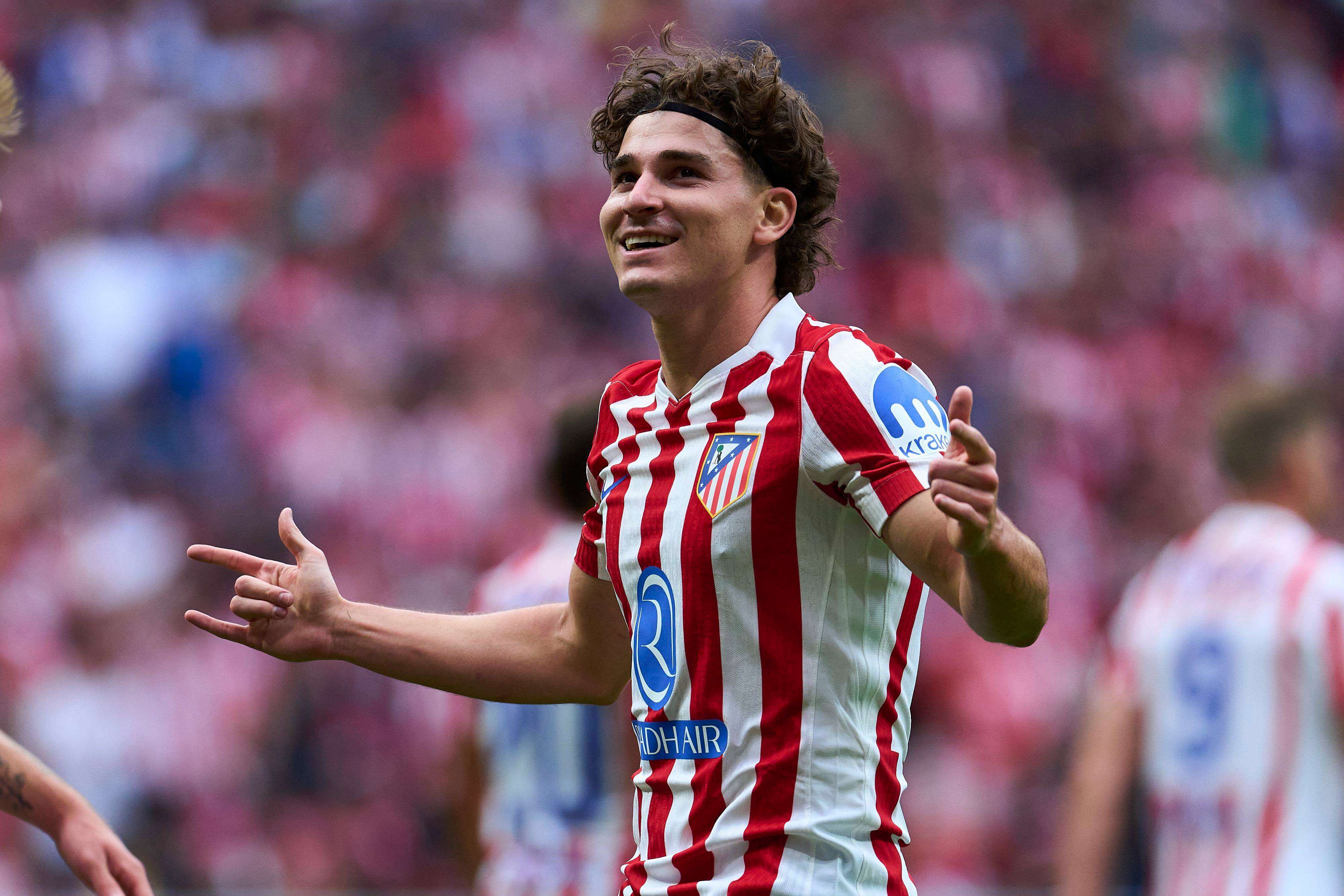 Julián Álvarez en el derbi del Metropolitano entre el Atlético de Madrid y el Real Madrid.