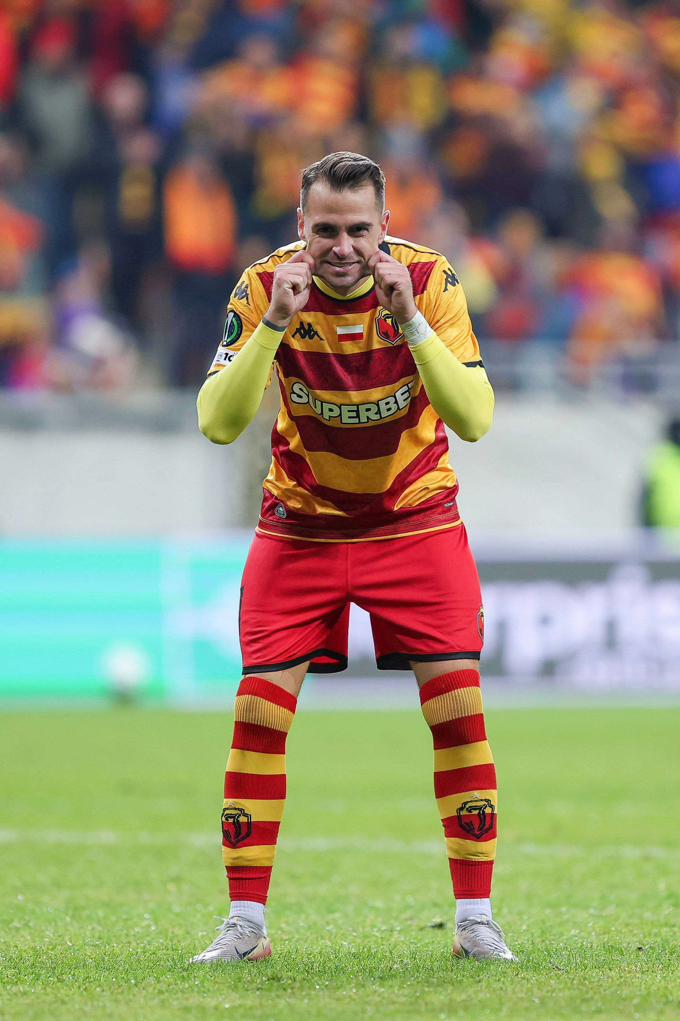 Jesús Imaz celebrando un gol con el Jagiellonia Białystok. Fuente: CordonPress.