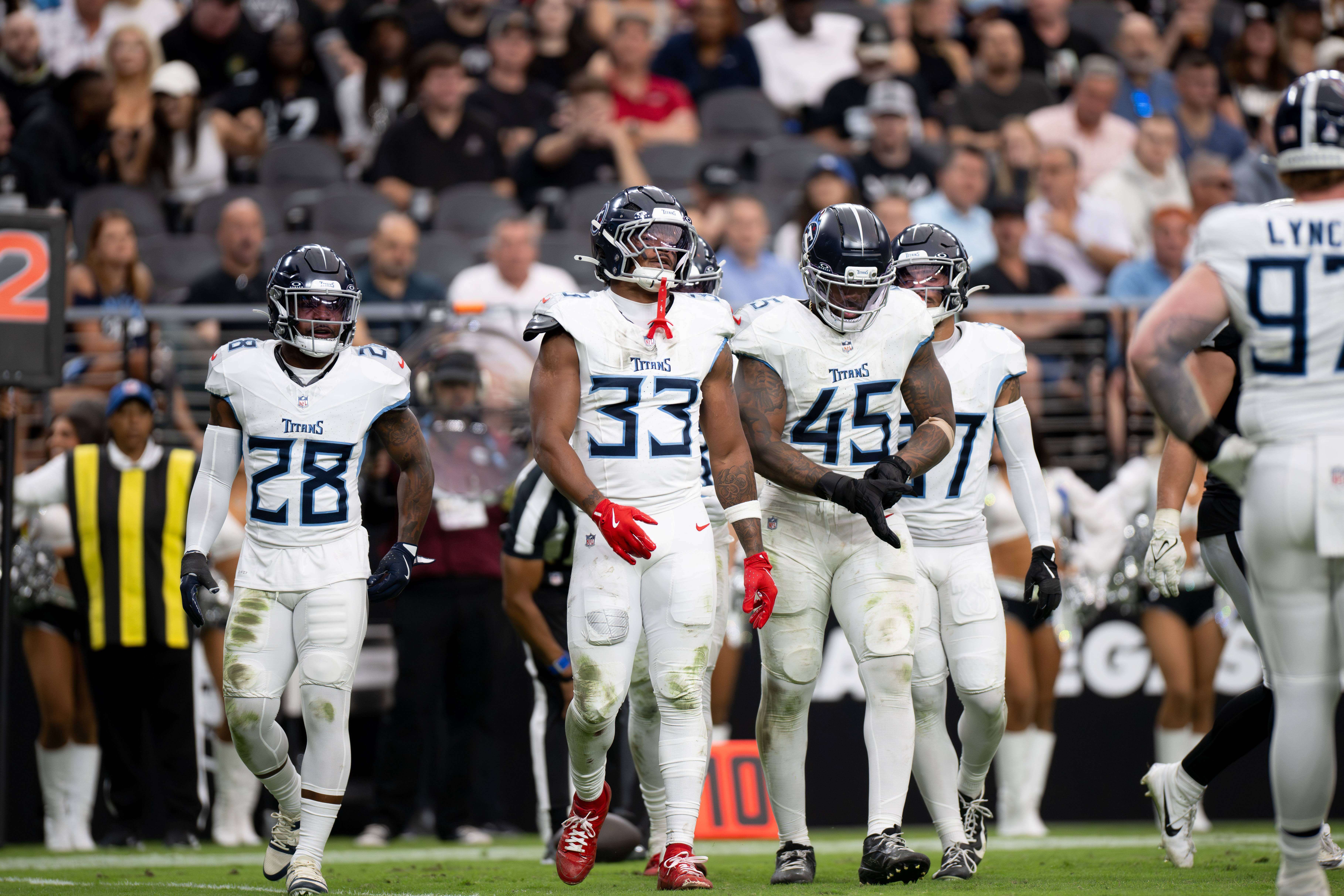 Jugadores de los Tennessee Titans en un partido de la NFL