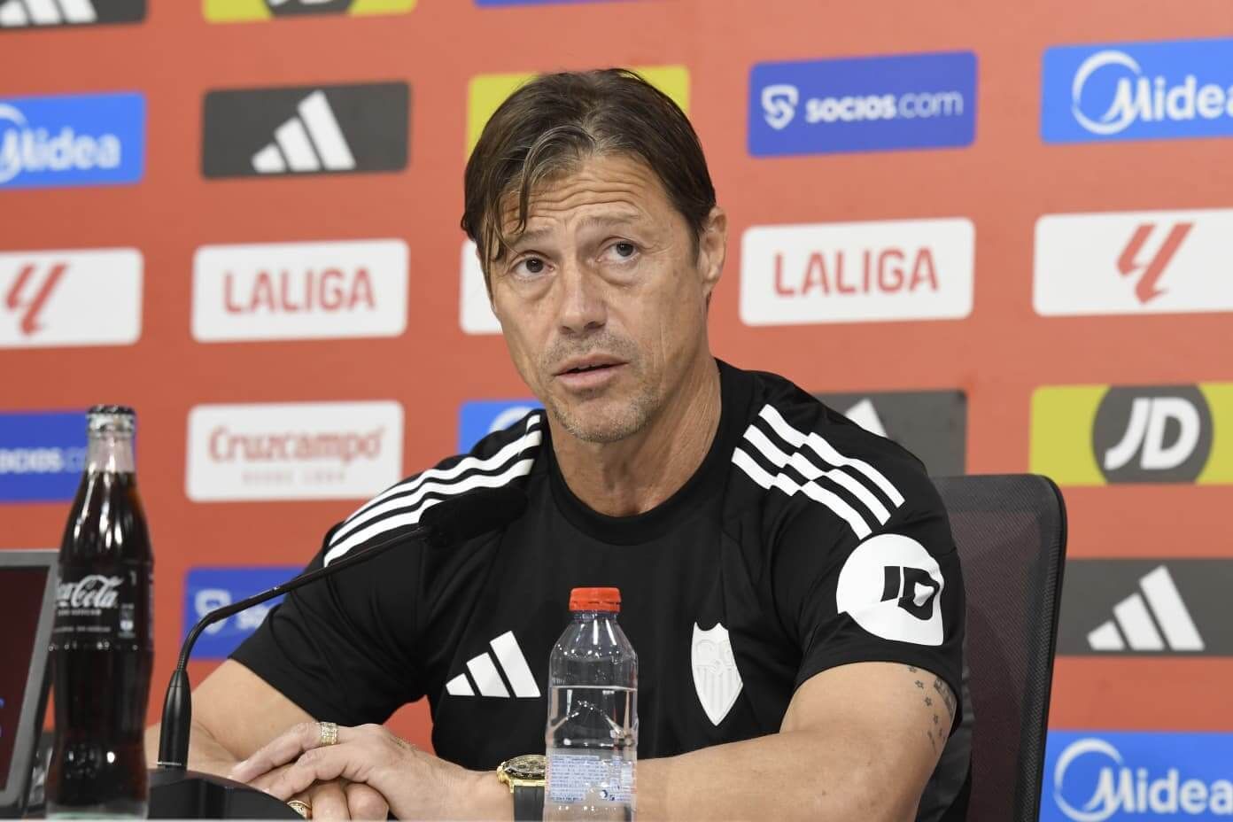 Matías Almeyda, en la rueda de prensa previa al Extremadura - Sevilla.