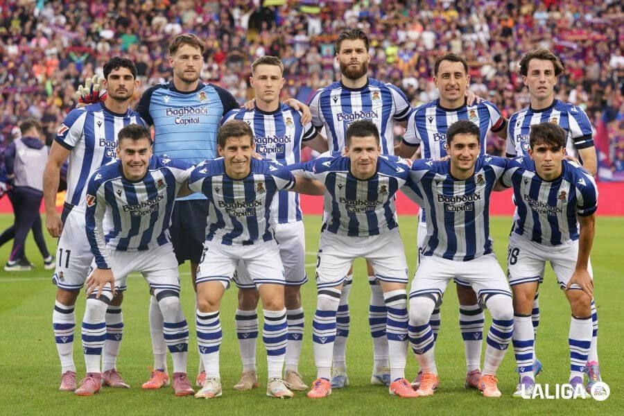 Once titular de la Real Sociedad en Montjuic. (Foto: LALIGA)