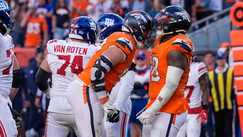 Los Denver Broncos celebrando ante los New York Gigants (Fuente: Cordon Press)