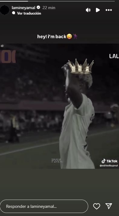  Lamine Yamal confirma su regreso en Instagram (Fuente: @lamineyamal)