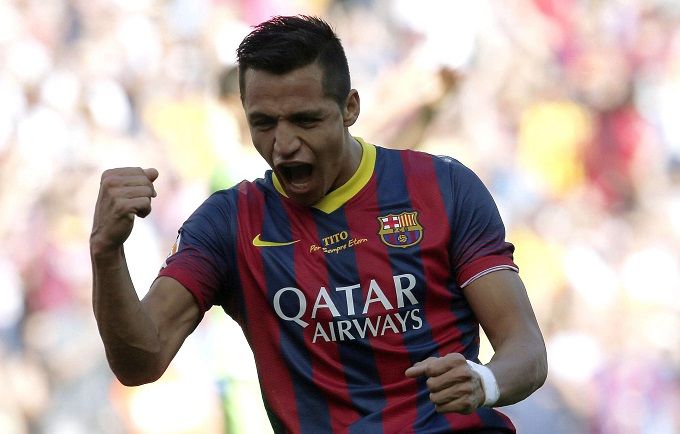  Alexis Sánchez celebra un gol durante su etapa en el Barcelona.