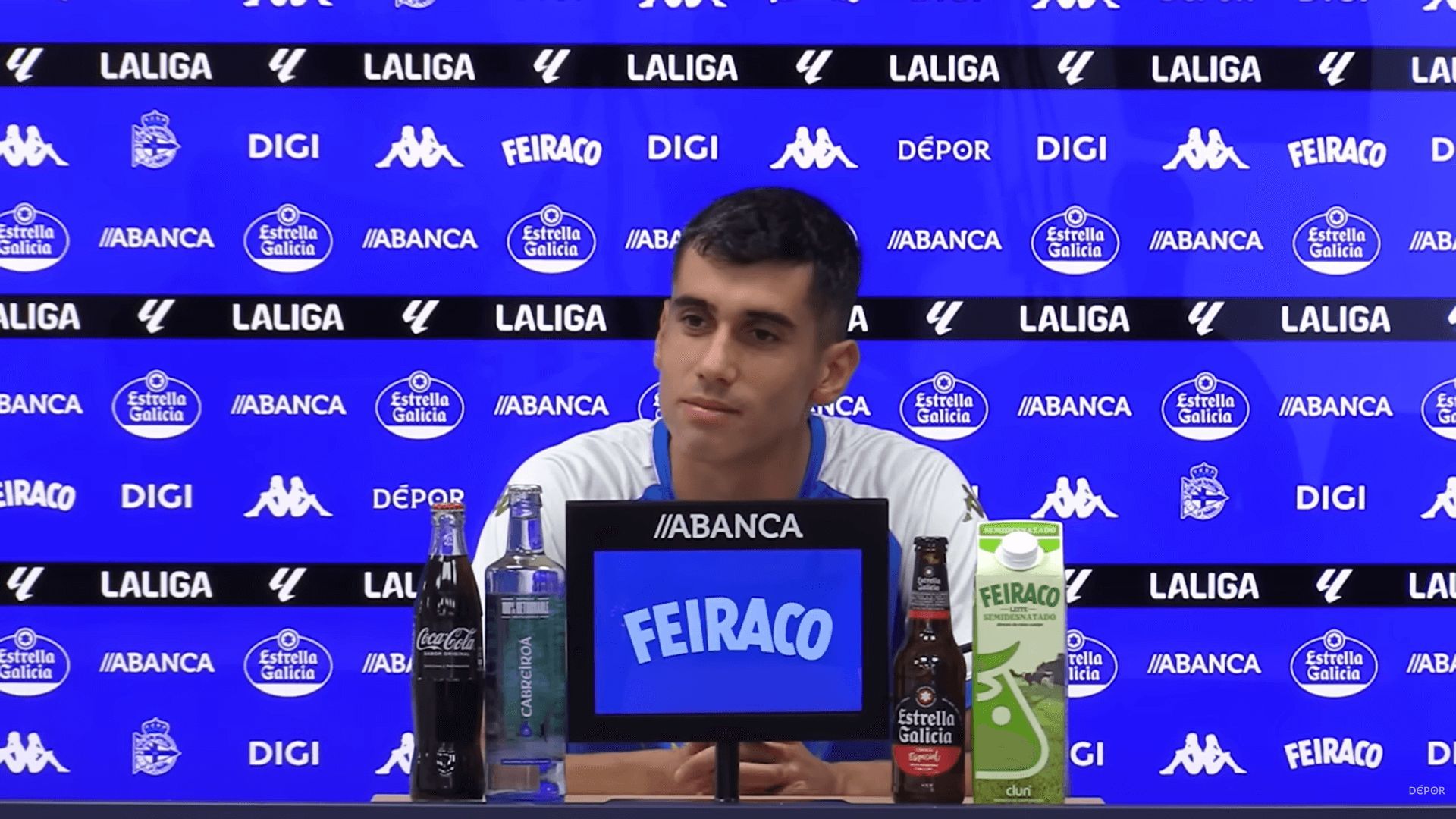 Diego Villares, en sala de prensa en el Deportivo.