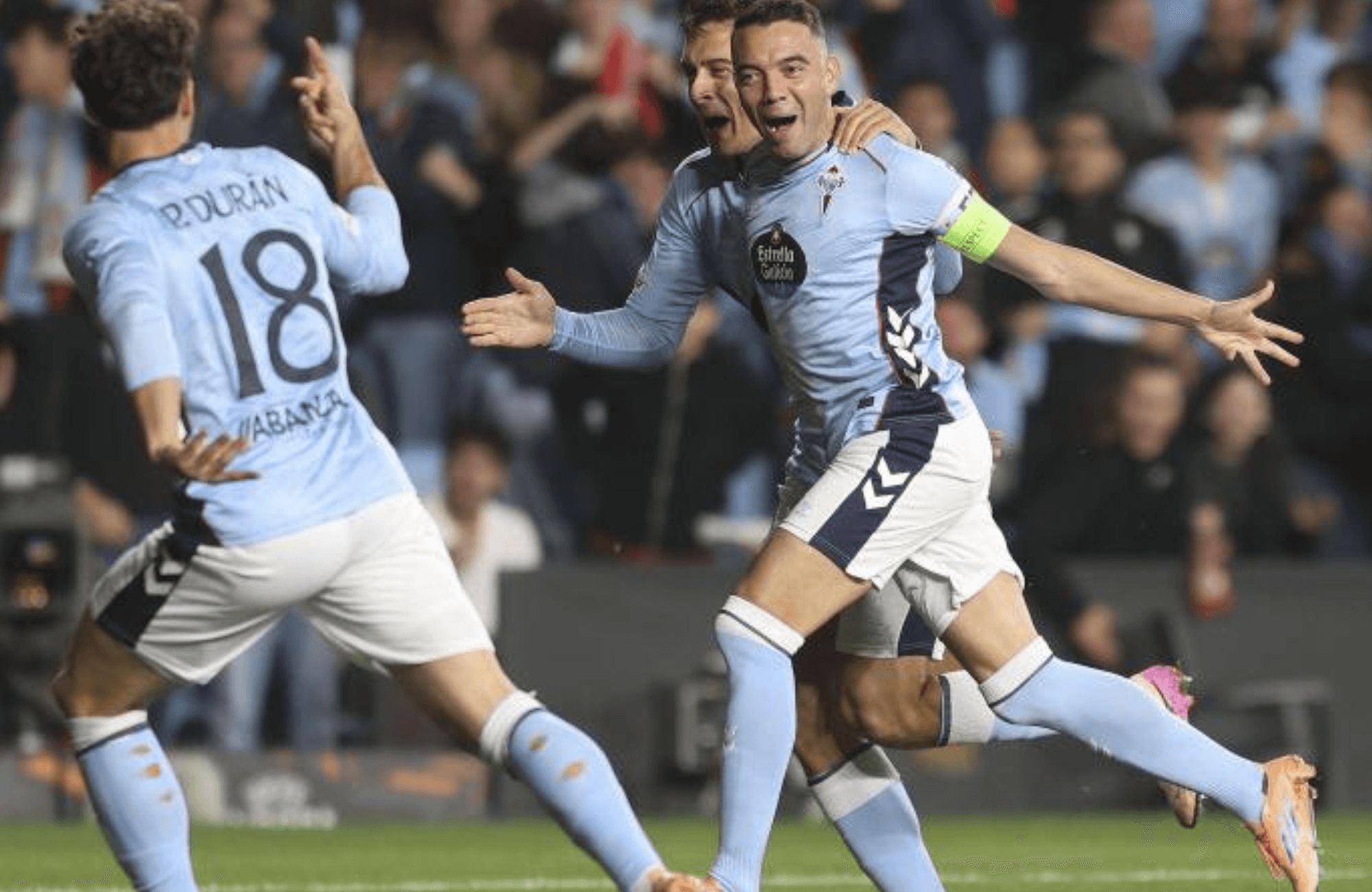 Iago Aspas celebra su gol ante el Niza.