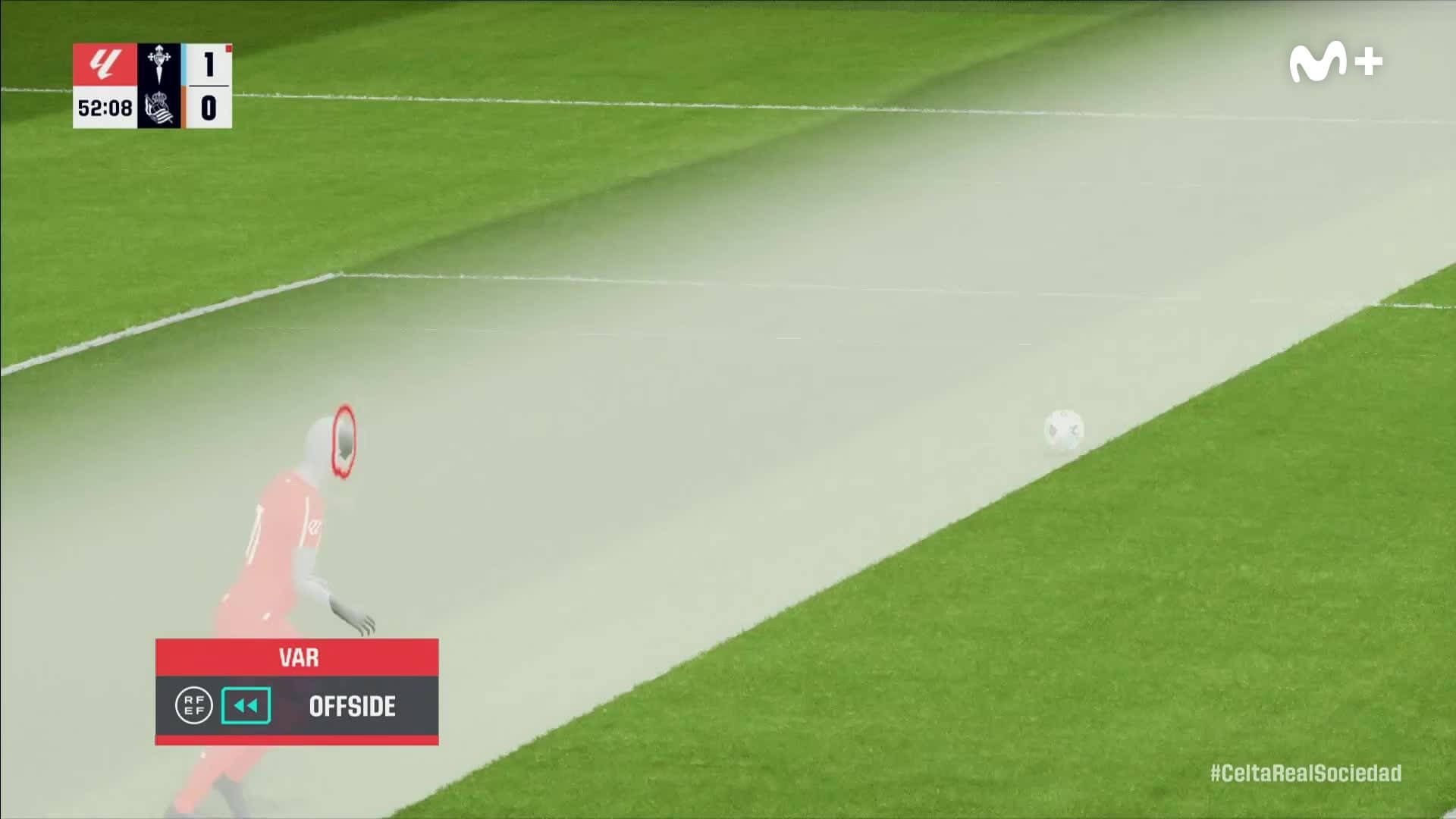 El fuera de juego de Mikel Oyarzabal en el Celta-Real Sociedad.