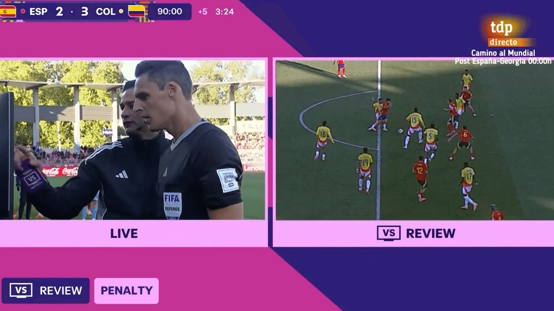 El penalti anulado a España en el 93' ante Colombia.