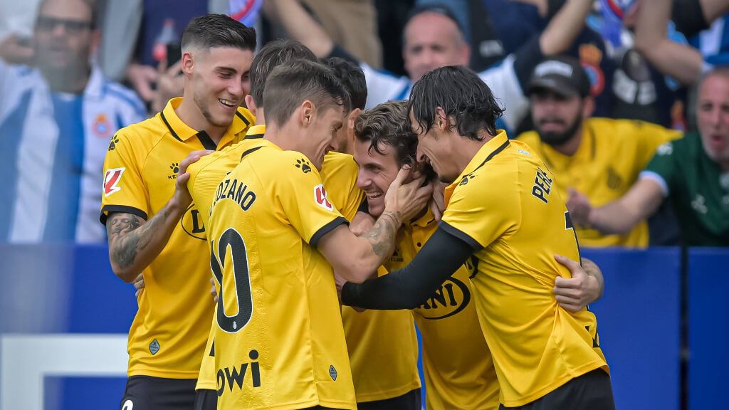 Los jugadores del Espanyol celebrando un gol (Fuente: Cordon Press)