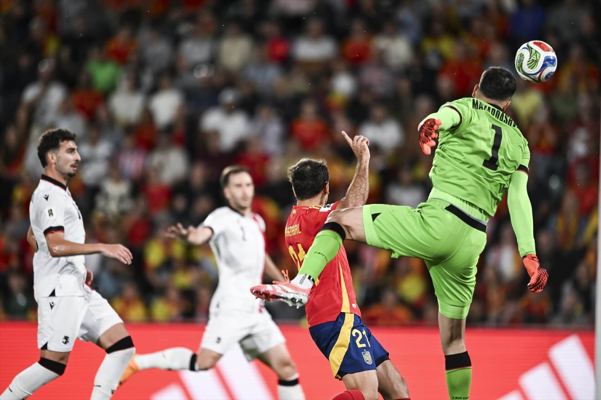 Mamardashvili, en el España-Georgia (Europa Press)