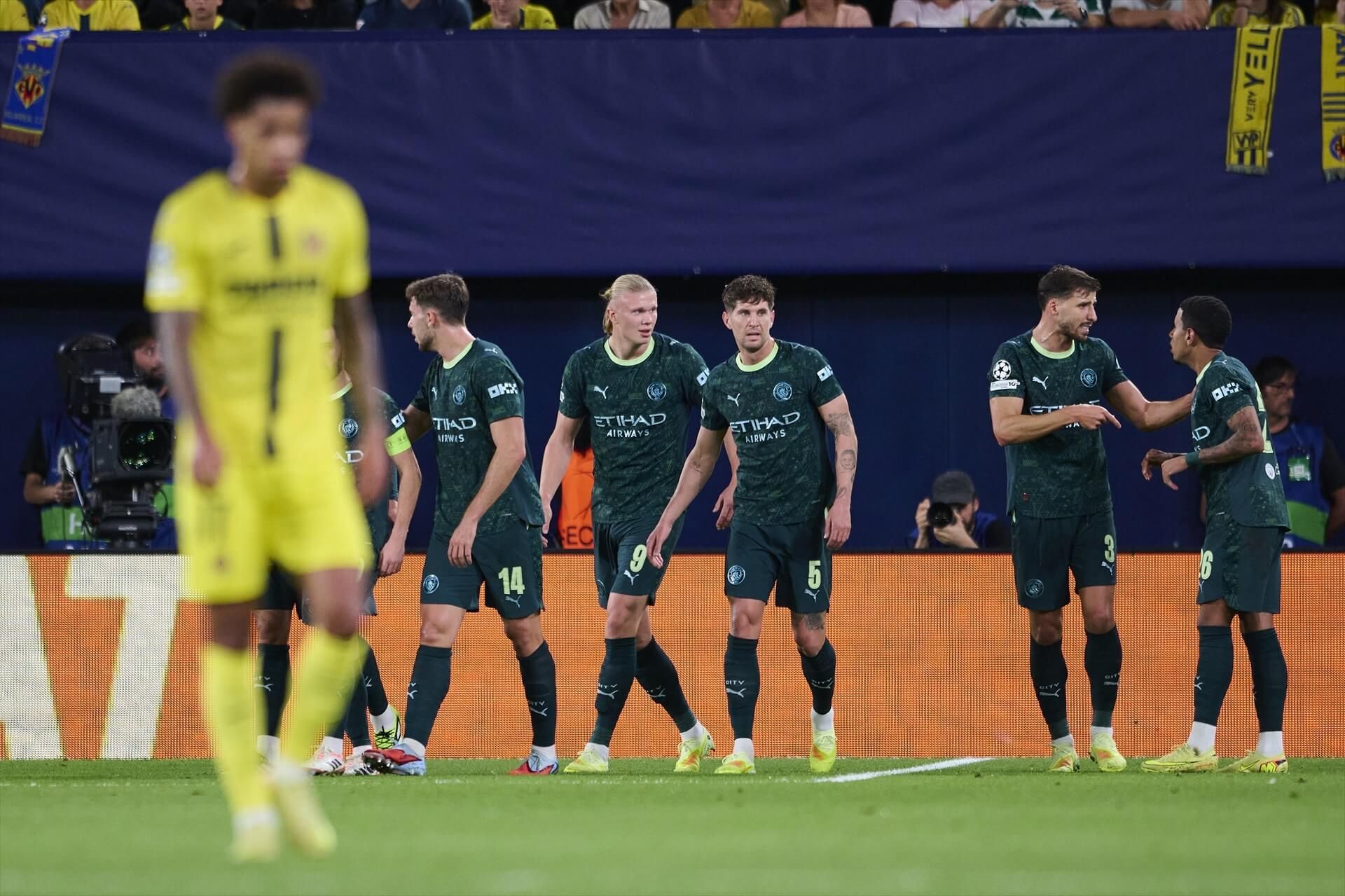 El Manchester City celebra uno de los goles al Villarreal (Foto: EuropaPress).