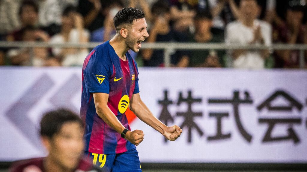  Roony Bardghji celebra su gol ante el Vissel Kobe (FCB)