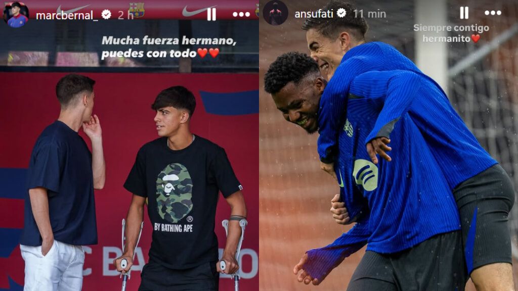 Mensajes de Marc Bernal y Ansu Fati a Gavi (Montaje: Instagram)