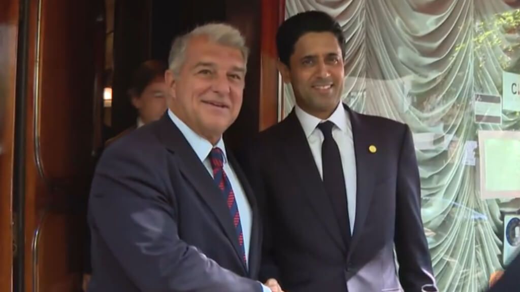 La fotografía de Joan Laporta con Al-Khelaifi cambió la relación Barcelona-Real Madrid(Foto: ElDesmarque)