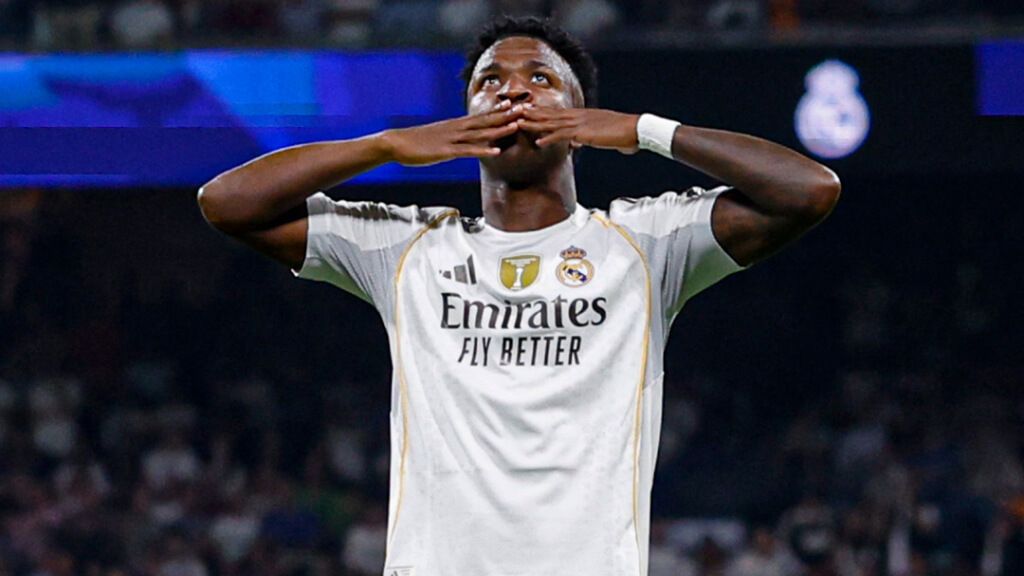  Vinicius celebrando su gol contra el Villarreal (Real Madrid)