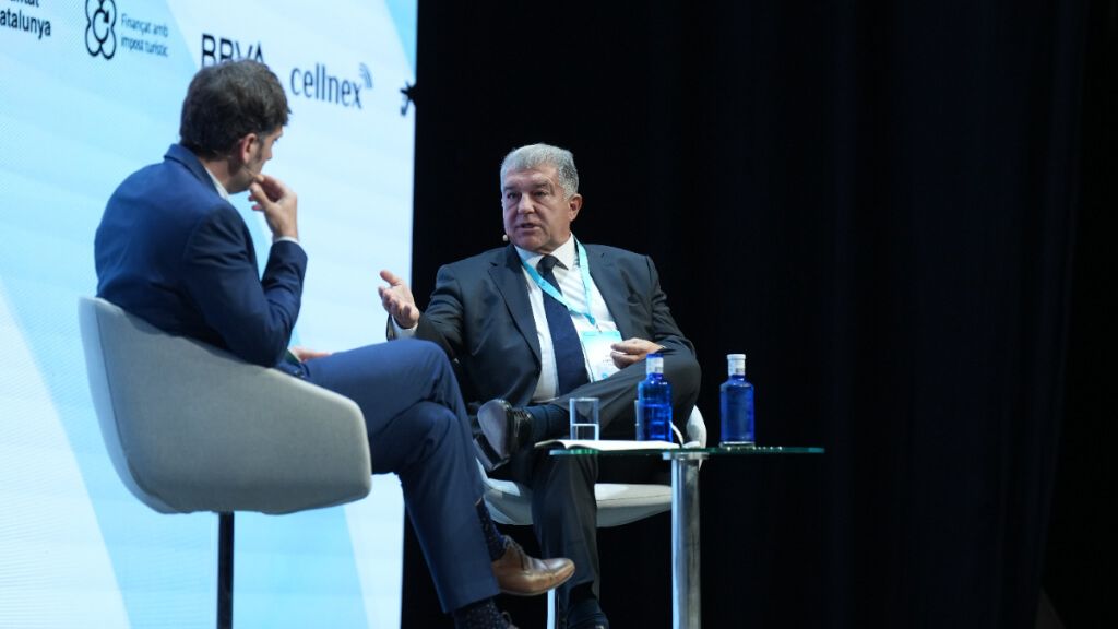 Joan Laporta hablando en el World in Progress Barcelona 2025 (Europa Press)