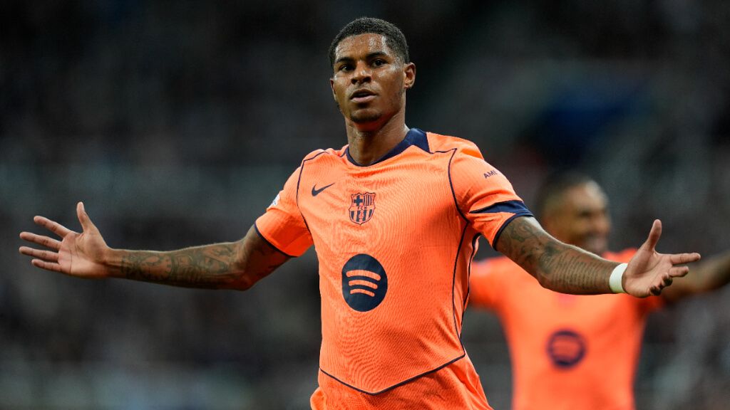 Marcus Rashford celebrando en Champions League (Cordon Press)