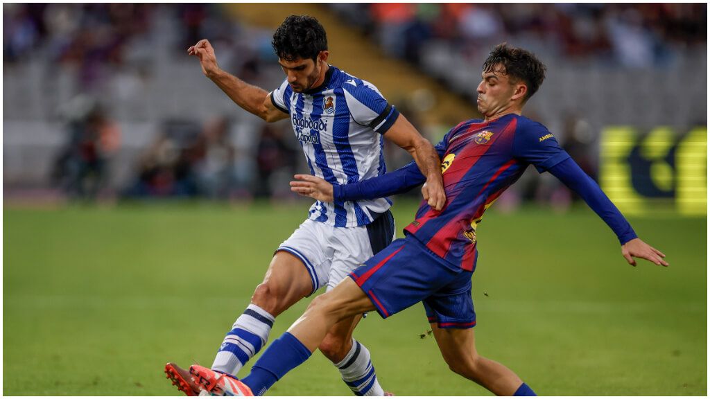  Pedri, durante el Barcelona - Real Sociedad. (EFE)