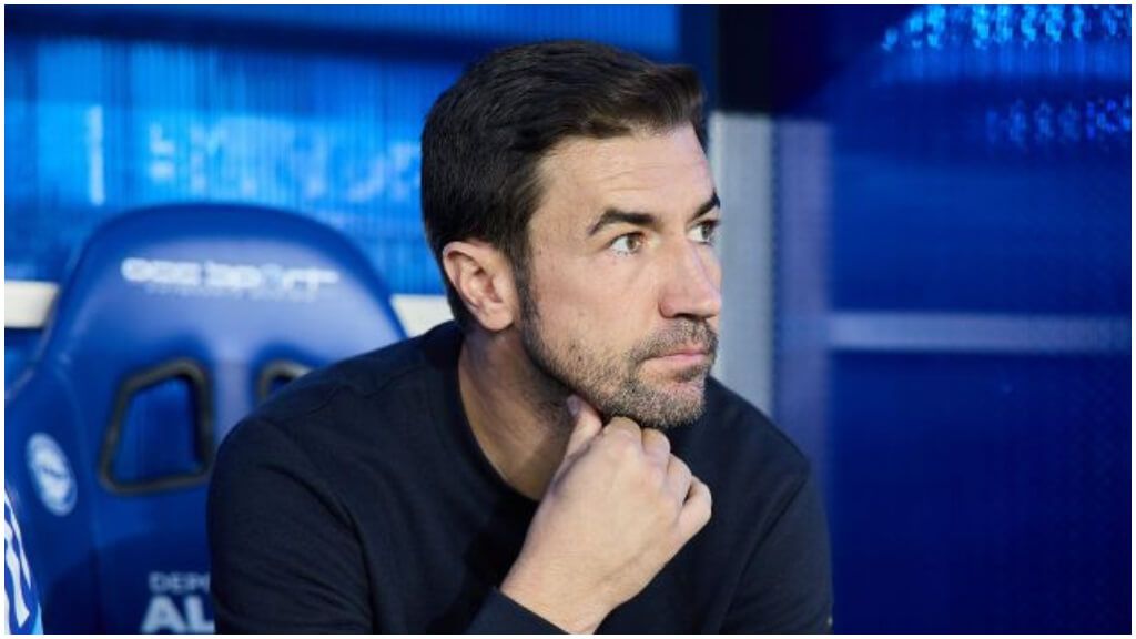 Gabi Fernández, en el Mirandés - Real Zaragoza. (LaLiga Hypermotion)