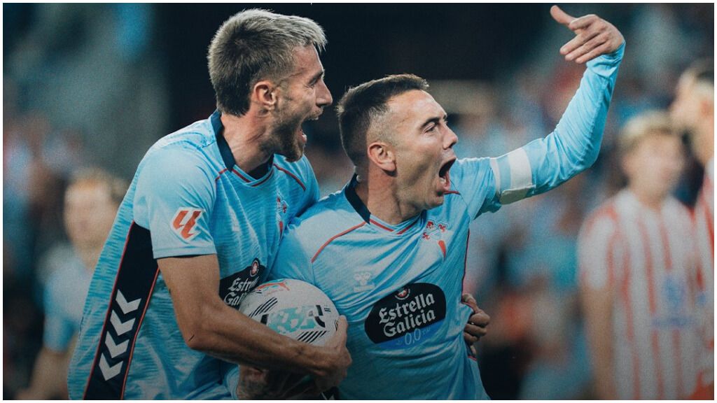 Iago Aspas celebra su gol ante el Atlético de Madrid. (@RCCelta)