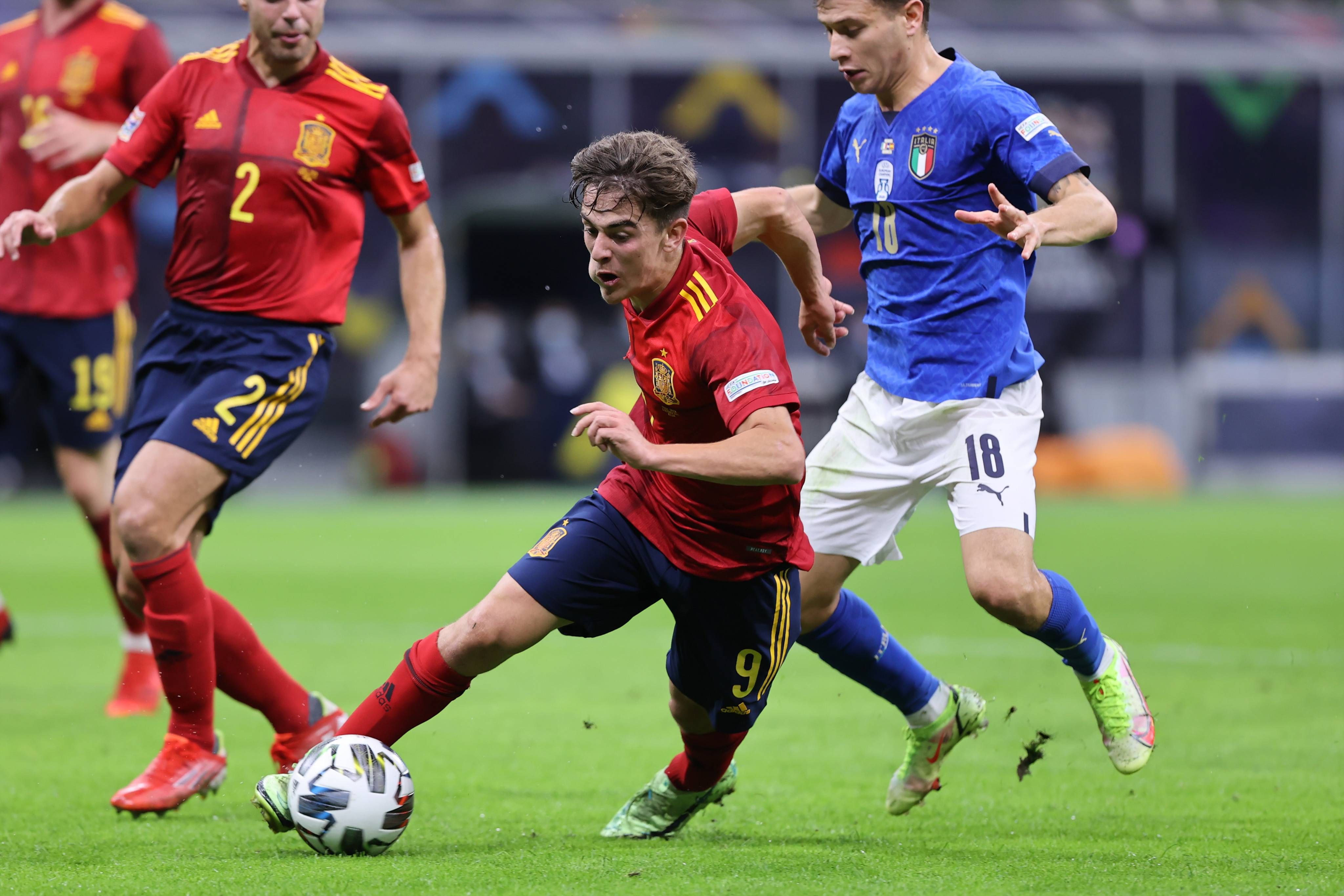  Gavi, durante el España-Italia.