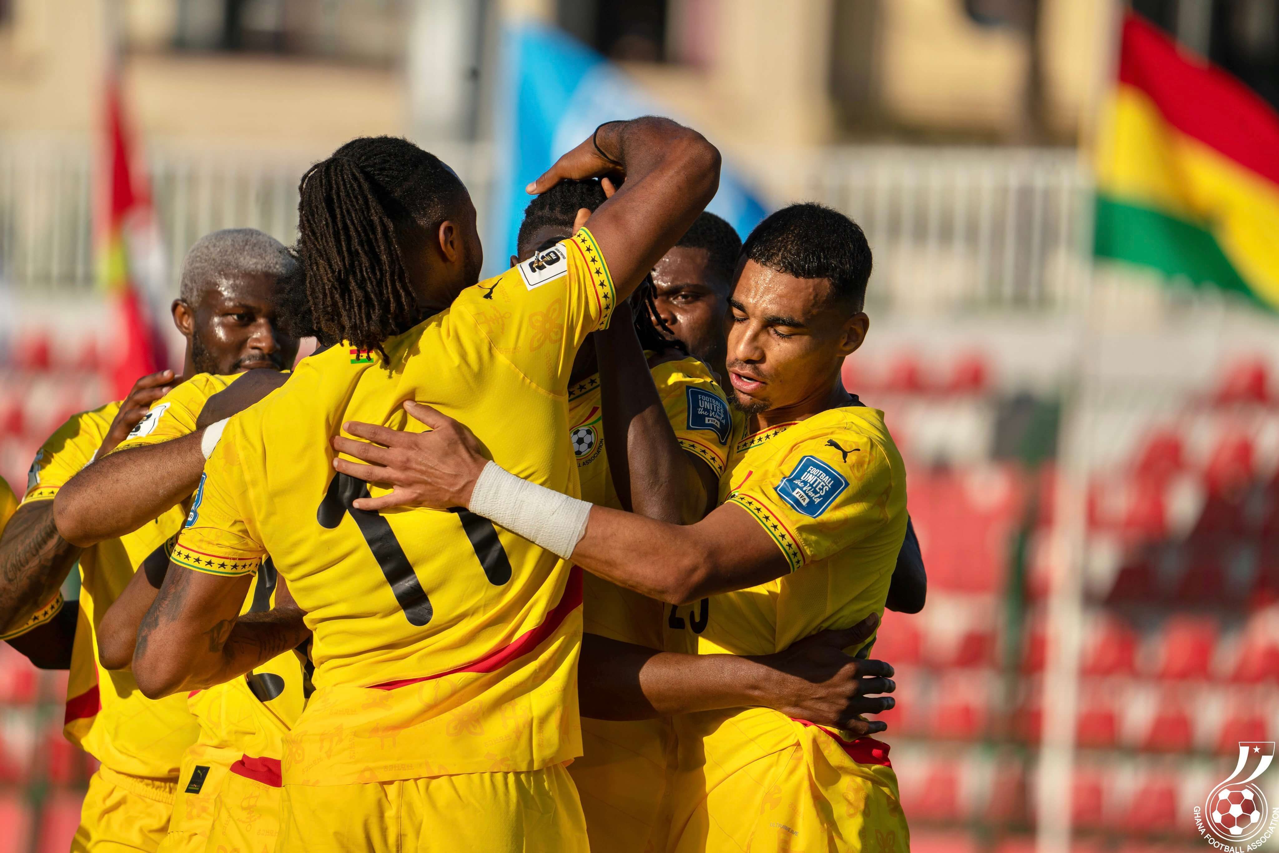 Ghana celebra un gol en la República Centroafricana.