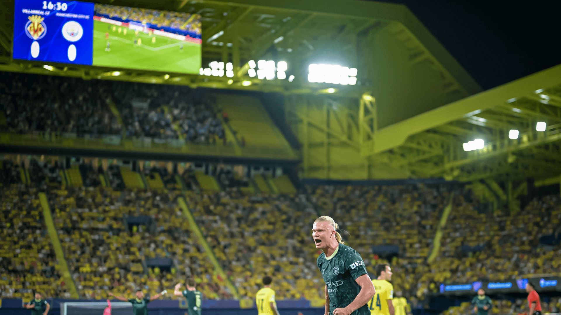  Haaland celebra un gol en el Villarreal-Manchester City.