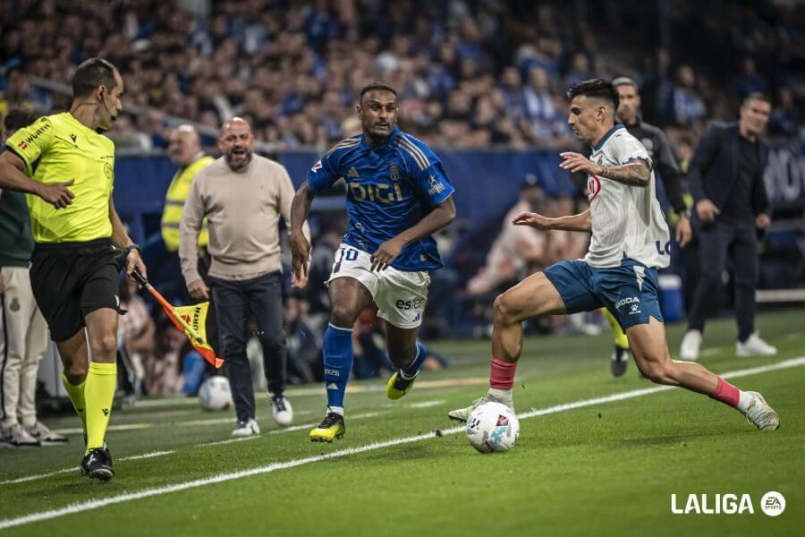  Hassan, durante el Real Oviedo - Espanyol.