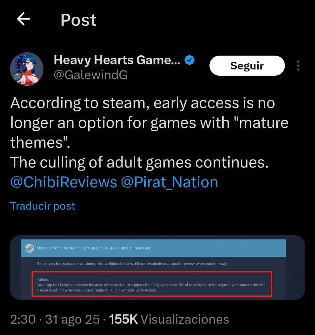 Heavy Hearts se hace eco de la nueva norma de Steam contra los juegos para adultos