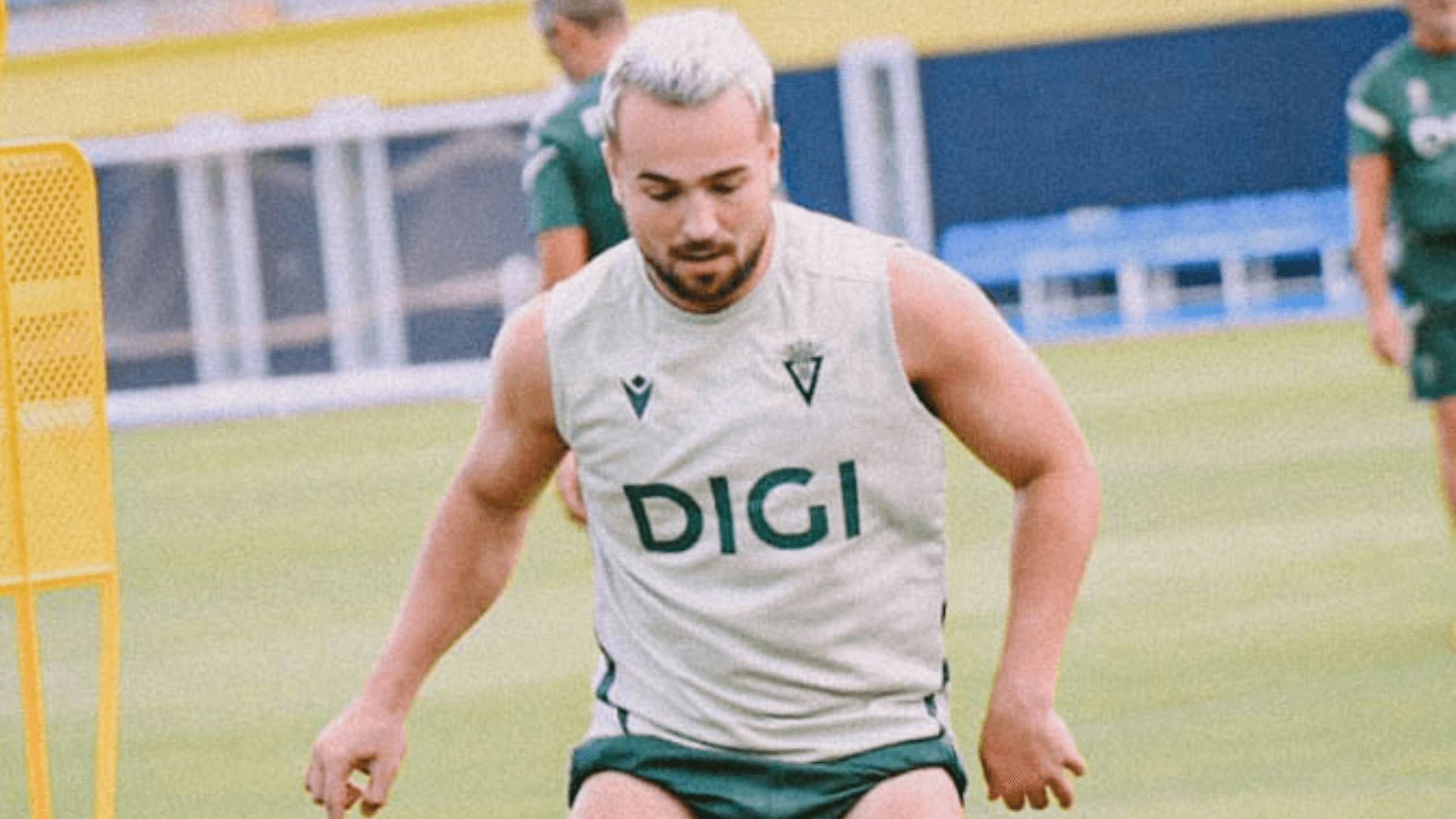 Javi Ontiveros, en una sesión del Cádiz.