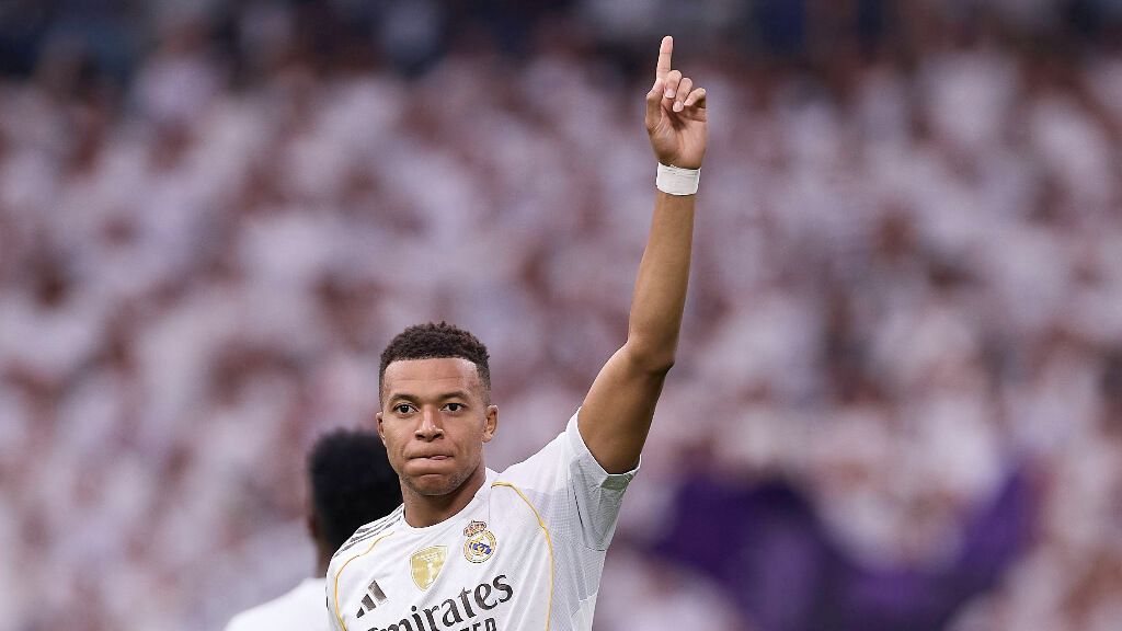 Mbappé celebrando uno de sus goles con el Madrid (Cordon Press)
