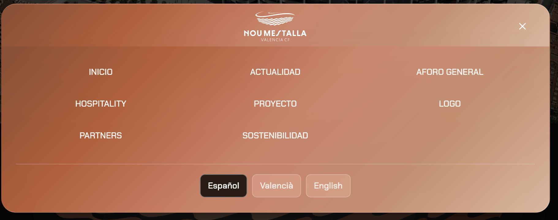  Menú de la web del Nou Mestalla
