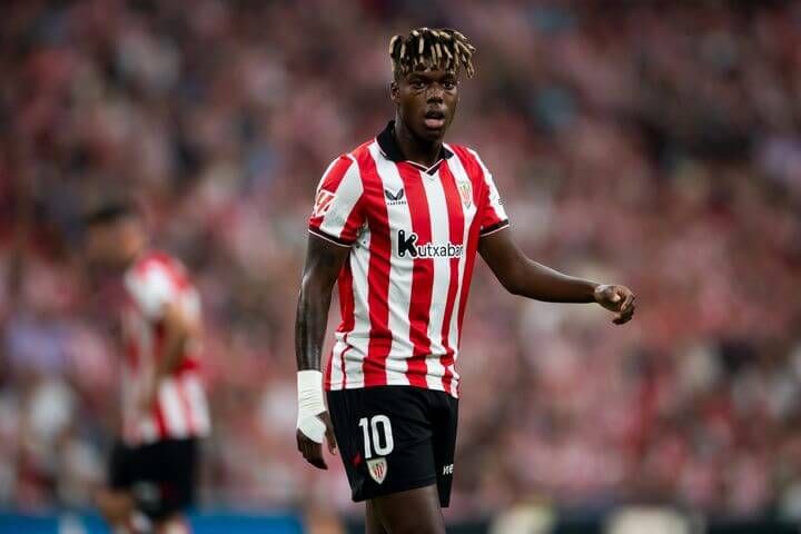 Nico Williams, en un partido del equipo de Ernesto Valverde en San Mamés.