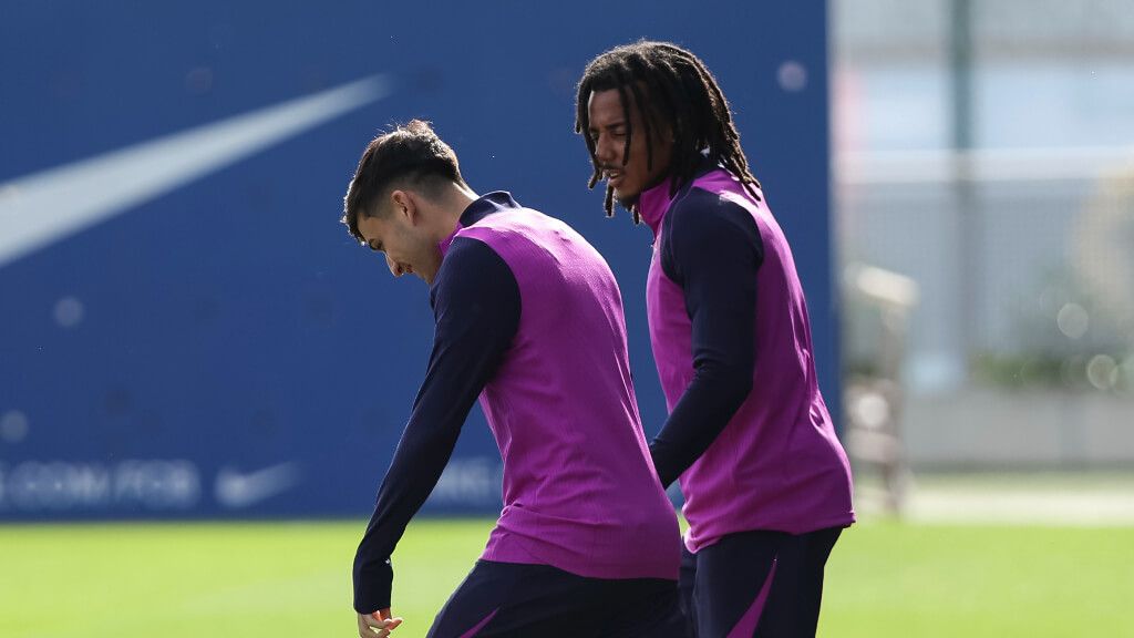 Pedri y Koundé durante un entrenamiento del Barcelona (Fuente: Europa Press)