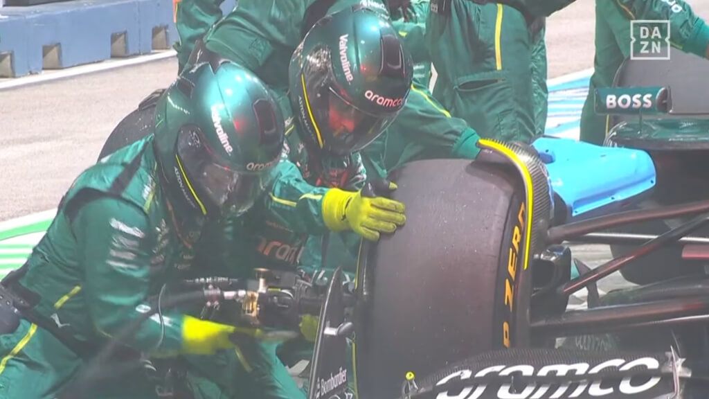 La parada de Fernando Alonso en el GP de Singapur.