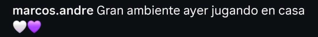 Publicación de Marcos André con el siguiente mensaje.