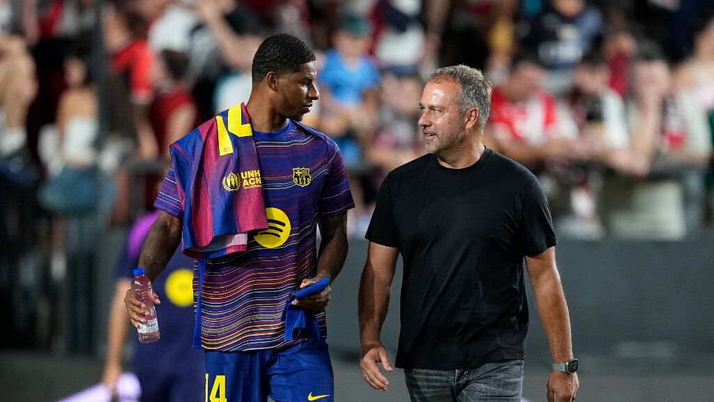  Marcus Rashford y Hansi Flick (Fuente: Europa Press)