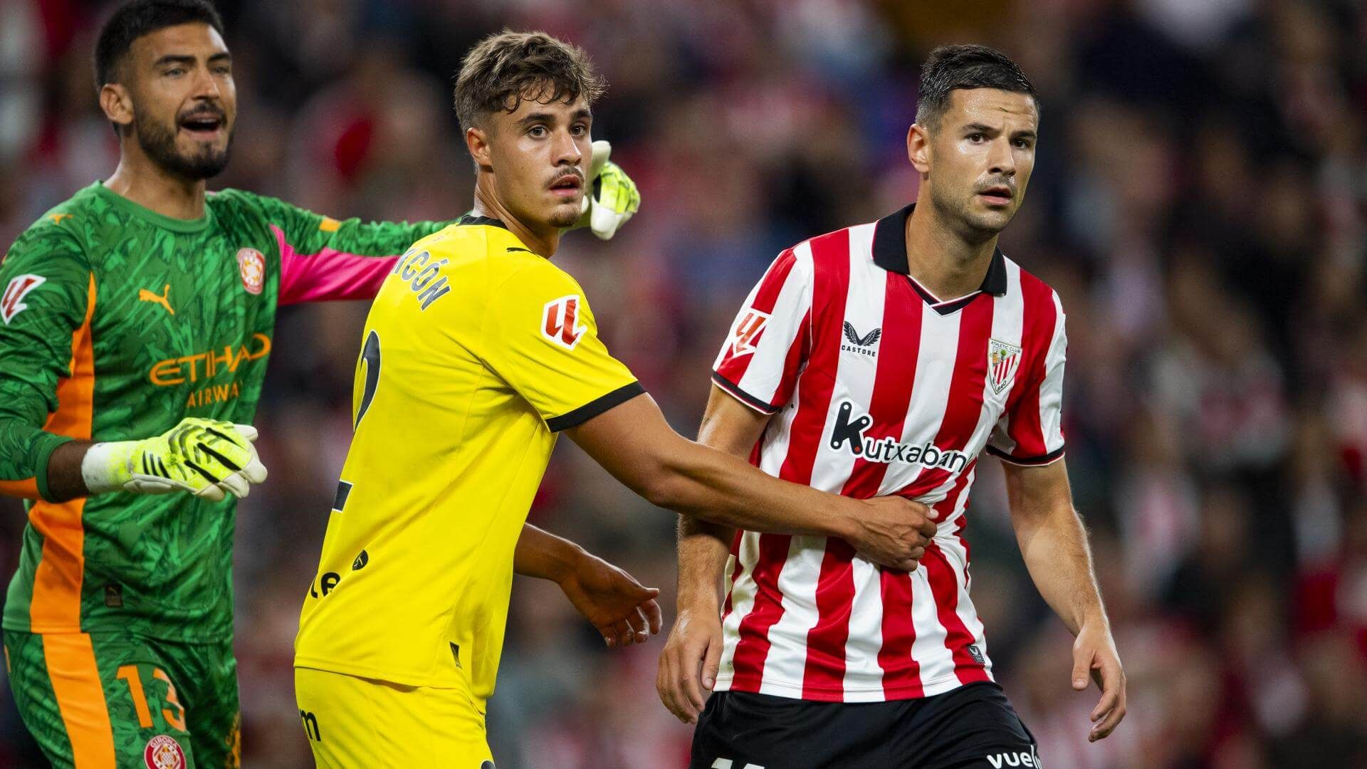 Duelo entre Gorka Guruzeta y Hugo Rincón, cedido en el Girona, en San Mamés.