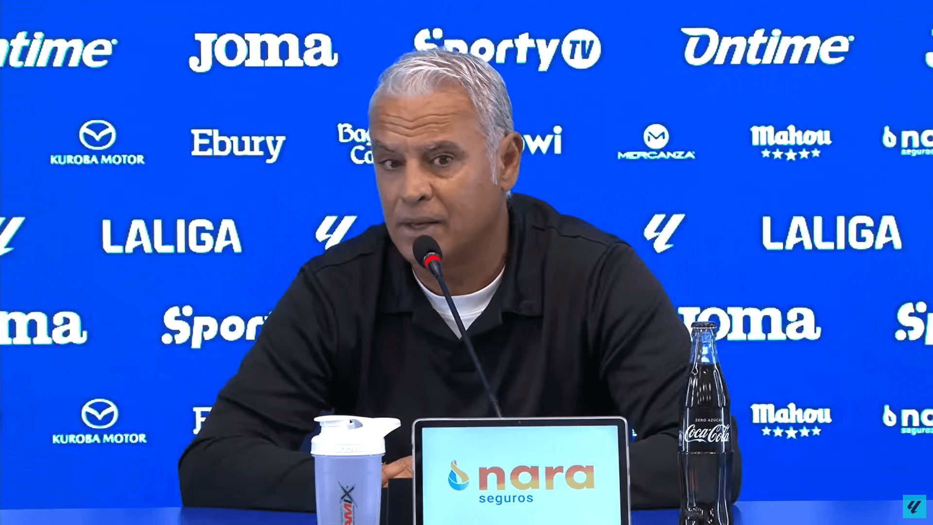  Sergio Pellicer, tras el Leganés-Málaga en sala de prensa.