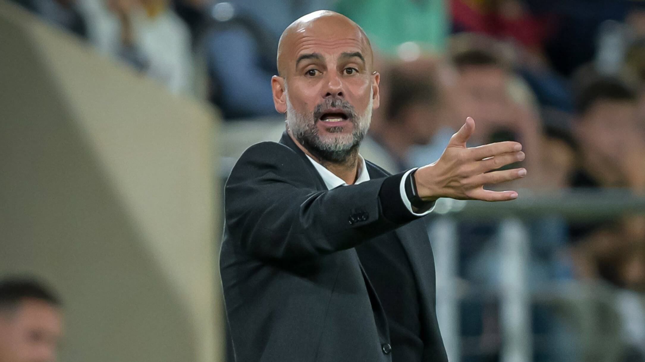 Pep Guardiola, en el Villarreal - Manchester City.