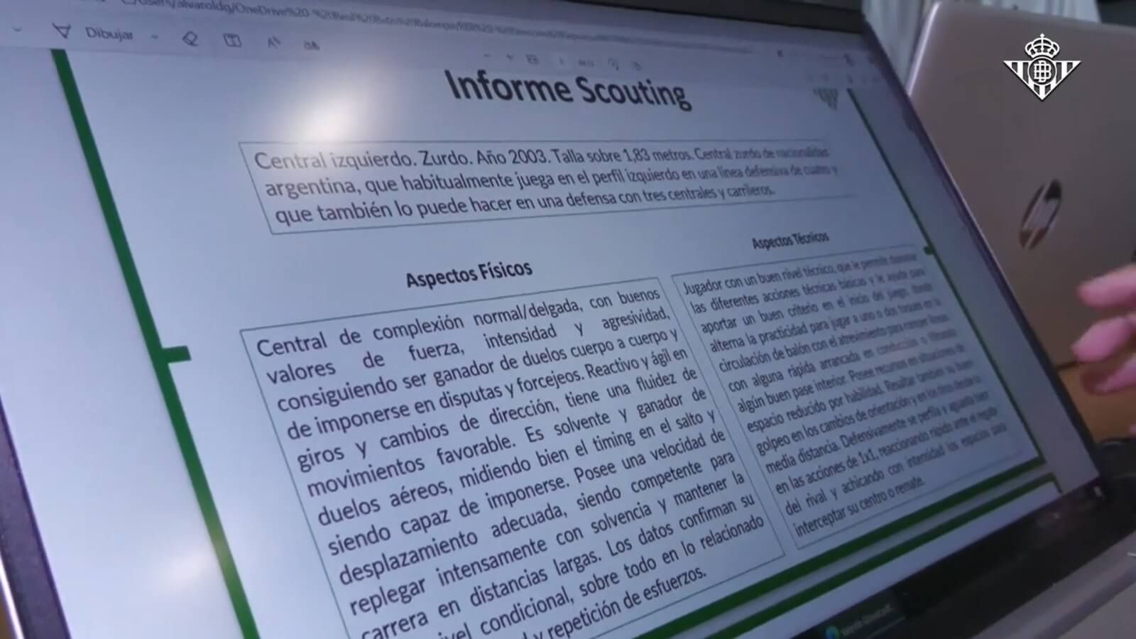  El informe scouting de Valentín Gómez.