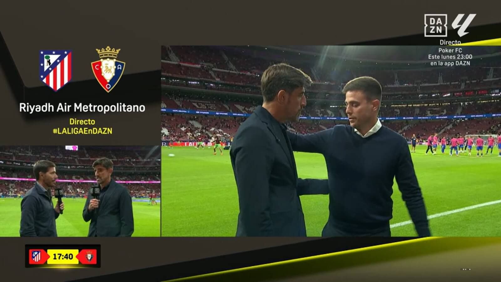 El abrazo entre Veljko Paunovic y Alessio Lisci. (DAZN)